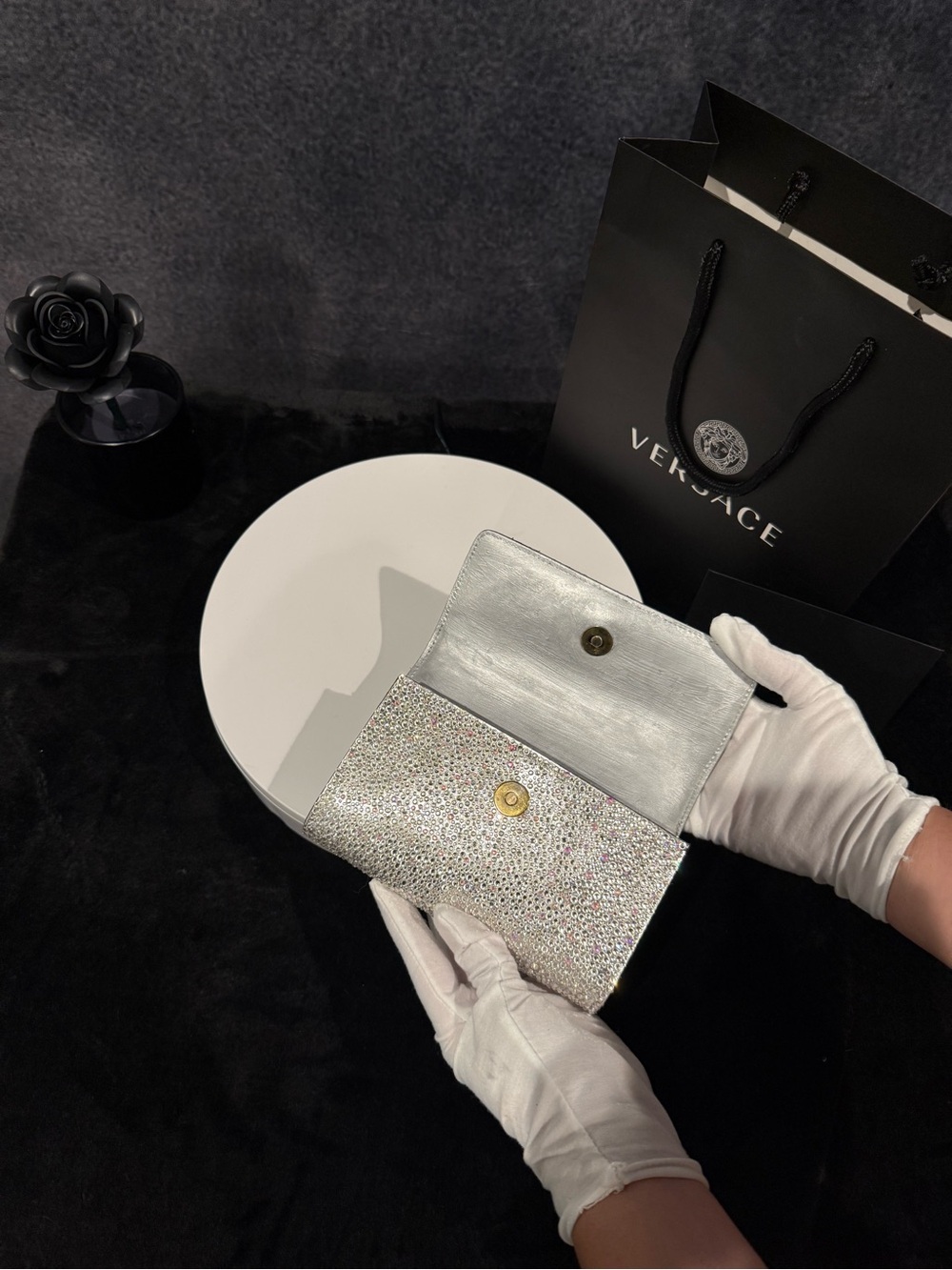 Versace La Medusa Crystal Mini Crossbody Shoulder Clutch Bag Mixed Metals - Picture 7 of 14
